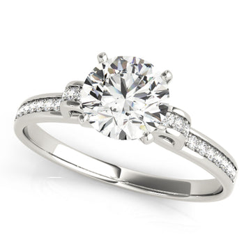 Silver Single Row Engagement Ring Prong Set